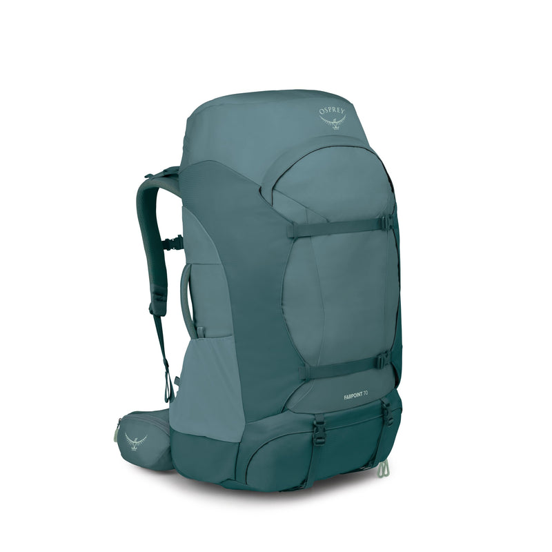 Osprey Farpoint Trek 70L Men's Travel Backpack - Hybrid Backpacking & Travel Bag with Internal Organization, Cascade Blue/Torrent Blue - backpacks4less.com