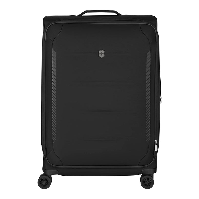 Victorinox Crosslight Large Softside Case - Large Travel Luggage with Spinner Wheels - Premium Traveling Essentials - Includes Foldable Pack Light Organizer - 106 Liter, Black