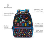 Disney Store Official Mickey Mouse Letters Backpack - Kids Backpack with Embroidered Accents, Adjustable Straps, Zip Compartments & Mesh Pockets, Screen Art Featuring Mickey Mouse