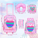 WZLVO 5PCS Kids Luggage for Girls - Cute Love Rolling Suitcase with Wheels, Travel Carry-On for Toddlers & Children