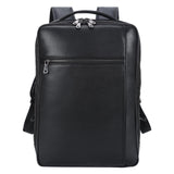 Masa Kawa Slim Genuine Leather Business Backpack 15.6" Laptop Bag for Men Women Office Work Travel Small Thin Computer Casual Daypack, Black
