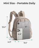 BAGSMART Mini Backpack for Women, Lightweight Puffer Small Backpack Purse, Quilted Casual Travel Daypack, Cute Water-Resistant Bookbag for Daily, Brown
