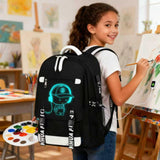 RM Family School Backpack for Boys Print Backpack Teenagers Anime Large School Bag Outdoor Reflective Daypack.Luminous Pattern Travel Laptop Backpack - With Usb Charging Port Headphone port