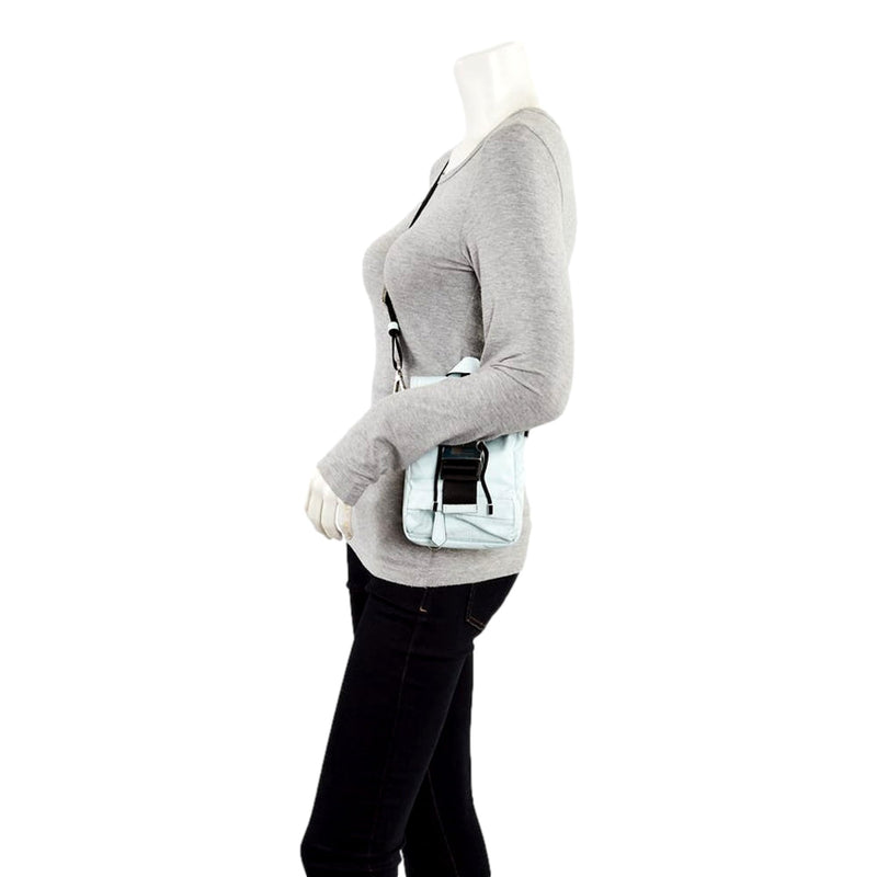 FENDI Fendiness Cyber Blue Nylon Buckle Mini Backpack Crossbody Bag, Small