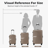 Coolife Luggage Sets, 3 Piece Hard Shell Suitcase Set with Spinner Wheels, Expandable Large Checked Luggage, Lightweight Rolling Carry On with TSA Lock Brown