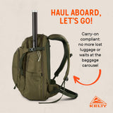 Kelty Redwing Traveler Backpack, Travel Pack with Wide U Zip Opening, Signature Wing Pockets, 30-50L Capacity (30L Olive)