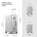 LEVEL8 Gibraltar Carry on Luggage, 20 Inch Aluminum Zipperless Luggages Airline Approved, Hardside Suitcase with TSA Lock and Spinner Wheels, Silver