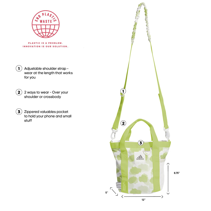 adidas Women's Essentials Mini Tote Crossbody Bag, Pulse Lime-Almost Lime Color Wash/Pulse Lime Green/White, One Size