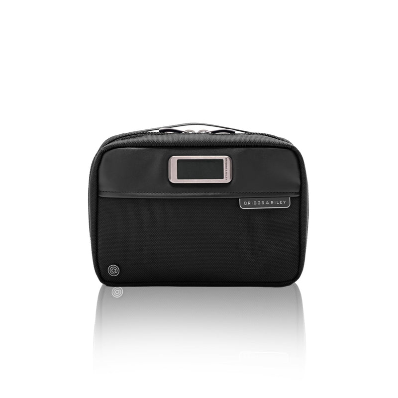 Briggs & Riley Tech Pouch Kit - Electronics Organizer Travel Case, Cable Storage Bag For Cords, Hard Drives, & Tech Accessories, Leather Touchpoints, Durable Fabric - @Work Collection, Black