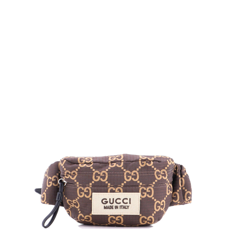 Gucci, Pre-Loved Ripstop Belt Bag GG Nylon and Leather, Brown
