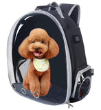 Active Cooling Pet Backpack Carrier with Side Fan,Airline Approved Transparent Bubble Backpack for Cats, Dogs, Puppies Enhanced Ventilation for Travel, Hiking, Camping (Black)
