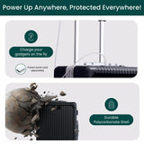 Nobl Travel Carry On Luggage, Noble Zipperless Aluminum Frame, 22.5x15x9.5, 360 Degree Spinner Wheels, TSA Locks, USB Charging Port, Cup & Phone Holder - Jet Black