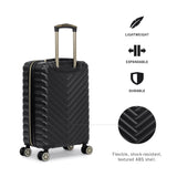 Kenneth Cole REACTION Madison Square Lightweight Hardside Chevron Expandable Spinner Luggage, Black, 24-Inch Checked
