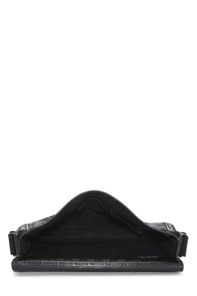 Gucci, Pre-loved Black GG Imprime Buckle Flap Messenger, Black