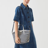 RADLEY London Cromer Way Stripe Women's Medium Fabric Ziptop Satchel Bag, Ink