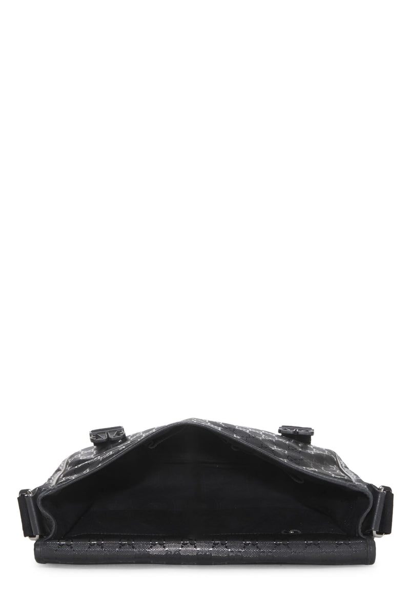 Gucci, Pre-loved Black GG Imprime Buckle Flap Messenger, Black