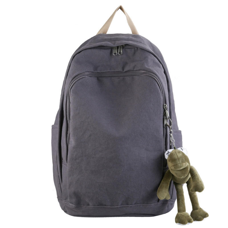 KAOBIO Grunge Aesthetic Canvas Travel Daypack for Men Women Large Vintage College Rucksack Lightweight Laptop Backpack (Dark Purplish Gray)