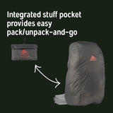 Kelty Backpack Rain Cover, Water Proof Cover for Hiking and Backpacking Packs 30 to 105 Liters, Elastic Cinch, Integrated Stuff Pocket, 2024 Update (Large (55-75L))