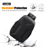 Cwatcun 2 in1 Camera Sling Bag, Camera Backpack Waterproof Leather Coating Shockproof Hardshell Camera Bag with Tripod Strap, Camera Case for Canon Nikon Sony Fuji DSLR SLR Mirrorless Camera & Lenses