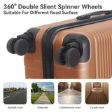 Gecheer ABS Hardshell Luggage Set 3-Piece Spinner Suitcases with TSA Lock – 20 Inch, 24 Inch, 28 Inch Lightweight Durable Travel Suitcase Set in Brown