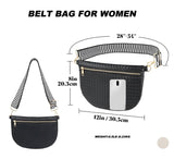 Eliaukly Woven Belt Bag for Women - Black Leather Crossbody Fanny Pack with Adjustable Strap,Fashion Bum Bag Sling Purse,Versatile Waist Pack for Daily & Travel(B-Black)