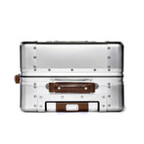 Sterling Pacific 40L Cabin Travel Case – Full Aluminum Four Wheel Carry On Luggage, Italian Leather Handles