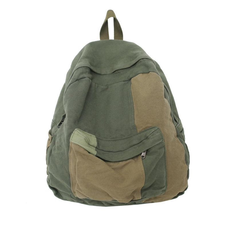 MININAI Vintage Canvas Backpack for Women Men Grunge Hippie Boho Patchwork Backpack College Book Bag Travel Casual Daypack (One Size,Green)
