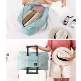 Foldable Travel Duffel Bag (2 Pack), For Spirit Airlines, Weekender Overnight Bag, Tote Carry on Luggage Sport Duffle Weekender Overnight for Women and Girls (Pink Blue)