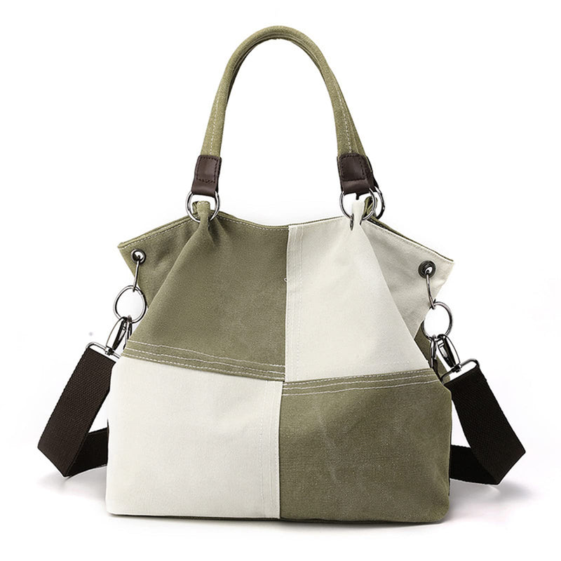 CORIOS Women Shoulder Bag Canvas Tote Bag Handbag Casual Top Handle Bag Mulit-Pocket Crossbody Bag Satchel Bag Messenger Bag for Travel Work Party Office Shopping Green