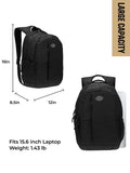 Dickies Large Laptop Backpack for Men Women, Water Resistant College Computer Bag for School Travel Work, Fits 15.6 Inch Notebook (Black)