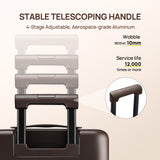 NINETYGO Carry On Luggage 22x14x9 Airline Approved, 20 Inch Suitcase with Front Compartment, Coffee-Infused PC Hard Shell, Eco-Friendly, Cup Holder, Clamshell, TSA Lock, Spinner Wheels (Americano)