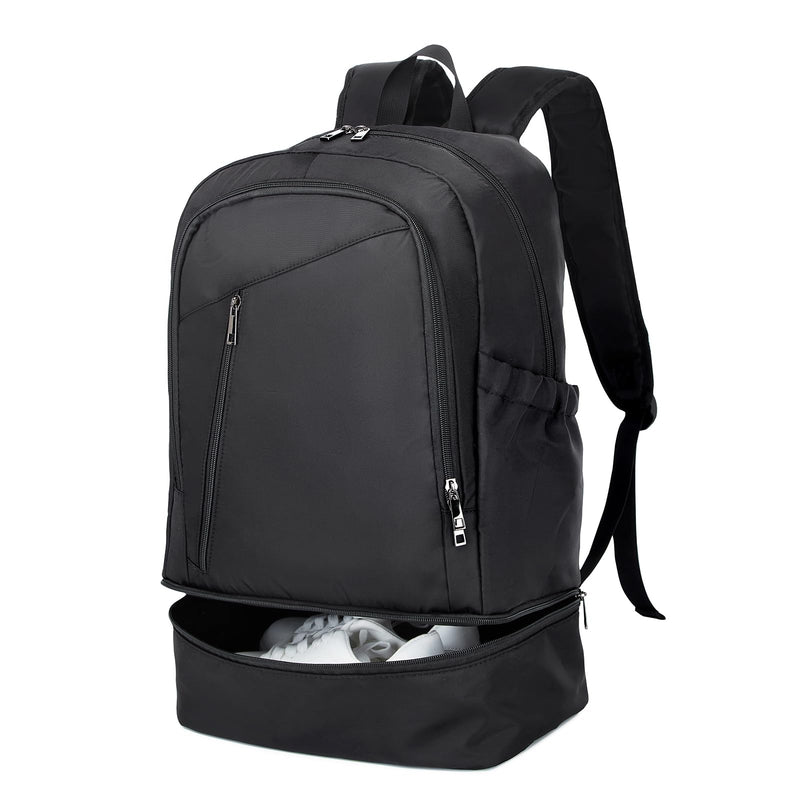 seyfocnia Gym Backpack for Men,Waterproof Gym Bag With Shoe Compartment Lightweight Travel Bag Sports Backpack Casual Daypack-Black