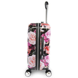 BEBE Marie 21" Hardside Carry-on Spinner Luggage Carry-On Luggage, Black Floral Print