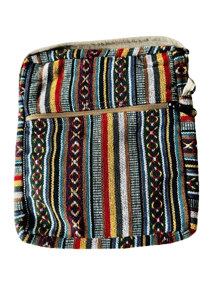 Himalayan Craft Trendy Unisex Hemp Crossbody Hippie Patchwork Shoulder 6 Pockets, Passport Documents Backpack - Handmade In Mt. Everest Country Nepal