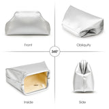 KALIDI Dumpling Crossbody Bag Soft Vegan Leather Evening Clutch for Women Wedding Purse Summer Soft Vegan Leather Handbag Sliver