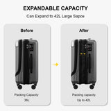LEVEL8 Grace Carry on Luggage, 20 Inch Expandable Hard Shell Suitcase with Wheels, Abs+Pc Harshell Spinner Luggages with Tsa Lock, Travel Bag for Women Men, Grey