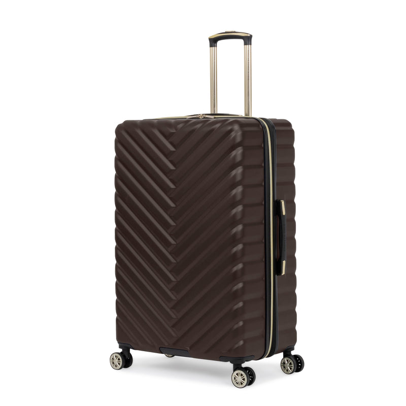 Kenneth Cole REACTION Madison Square Lightweight Hardside Chevron Expandable Spinner Luggage, Chocolate Brown, 28-Inch Checked