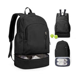 BJLFS Small Black Gym Backpack for Women Men, Waterproof Gym Track Bag with Expandable Shoe Compartment, Lightweight Mini Casual Daypack Sports Back Pack for Travel Hiking Dance Yoga Fitness Track