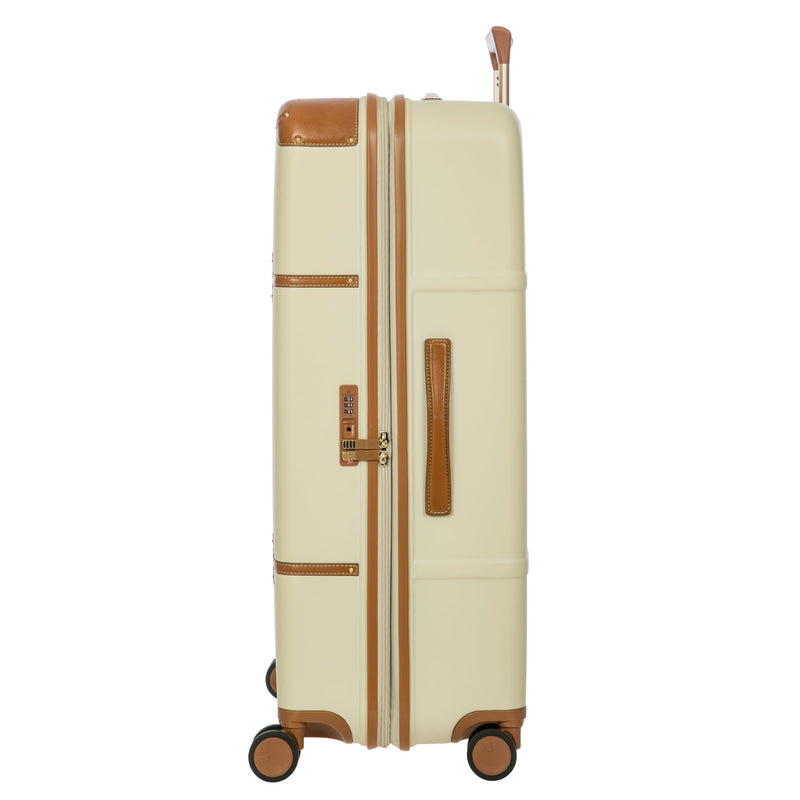 Bric's Bellagio 3.0 Spinner Trunk- Luxury Hardshell Check In Luggage with Large Wheels, Telescopic Handle, Leather Detailing - Expandable Rolling Suitcase - 32", Cream
