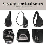 Baggallini Securtex® Anti-Theft Triple Zip Sling - Travel Backpack Sling Bag Crossbody - RFID Wallet Locking Zipper