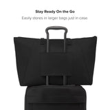 TUMI - Just In Case Tote - Foldable, Lightweight and Compact, Packable Travel Bag - Folds Into Included Pouch - Large, Black with Gold Hardware
