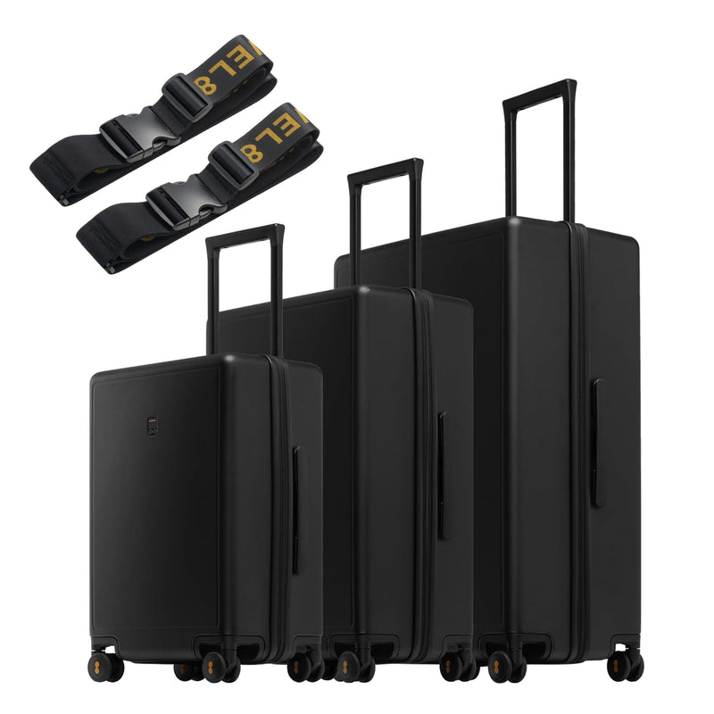 LEVEL8 Luminous Luggage Sets 3 Piece with Luggage Straps, (20/24/28)