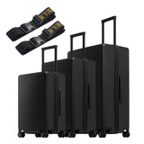 LEVEL8 Luminous Luggage Sets 3 Piece with Luggage Straps, (20/24/28)