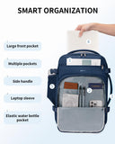 ECOHUB Travel Backpack for Men, 18x14x8 Spirit Airlines Personal Item Bag with Clear Toiletry Bag, Laptop Carry on Backpack with USB Port, Airline Approved Under Seat 14 Pockets 30L, Blue