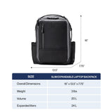 Travelpro Altitude Slim Expandable Travel Laptop Backpack 20-24L, 16 Inch Laptop, Water Resistant, Work, Business, Men and Women, Jet Black