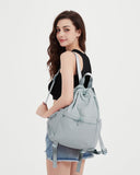 WANDF Drawstring Backpack for Women, Lightweight Gym Bag with Yoga Mat Strap, Water-Resistant String Backpack with Mesh Pocket (Grey, Patent Pending)