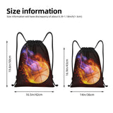 YIJIUWKIS Kids Drawstring Bag with Fire Basketball for Boys, Sports Drawstring Backpack for Teens Boys Girls Adults Women Men, Black Daypack Bag for Work Gym Swim Travel Hiking School, Small