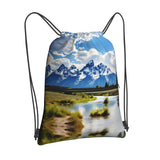 Kingnoyi Grand Teton National Park Drawstring Backpack Bag For Gym Shopping Andsport Yoga, Black