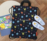 Pikachu Drawstring Backpack Gym Sackpack Travel Bag Multi Purpose Bag (Black)