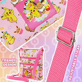 Pokemon Cross Body Bag for Girls Pikachu Eevee Pink Shoulder Bag Kids Girls Accessories Adjustable Strap Bags for Girls Official Merchandise Pokemon Gifts